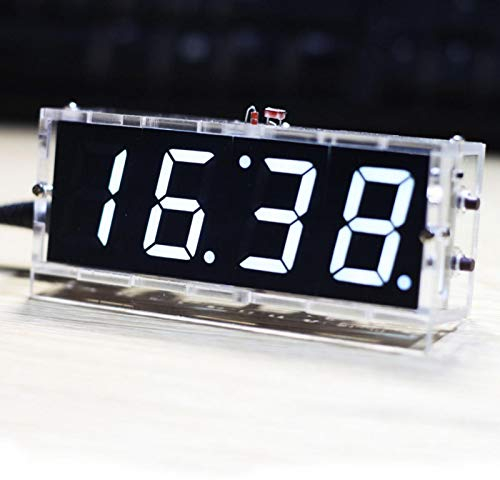 ciciglow 4st DIY Digital LED Uhr Kit, DIY Digitaluhr Bausatz, Elektronische Uhr Set, mit Automatischer Anzeige, Elektronikliebhaber, Kompatibel mit Alarmfunktion, Timerfunktion(Weiß)
