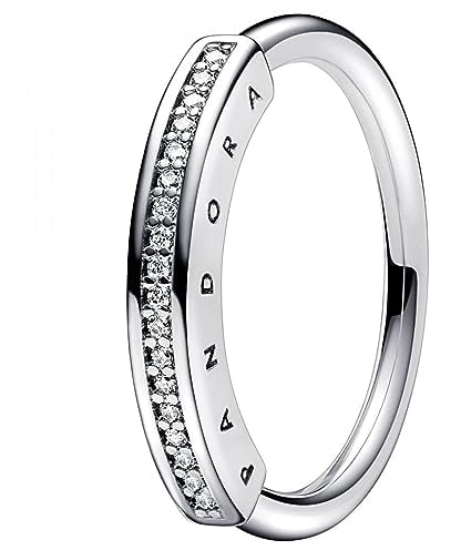 PANDORA Signature I-D Pavé-Ring in der Farbe Silber aus Sterling-Silber mit Cubic Zirkonia - Größe: 56, 192283C01-56