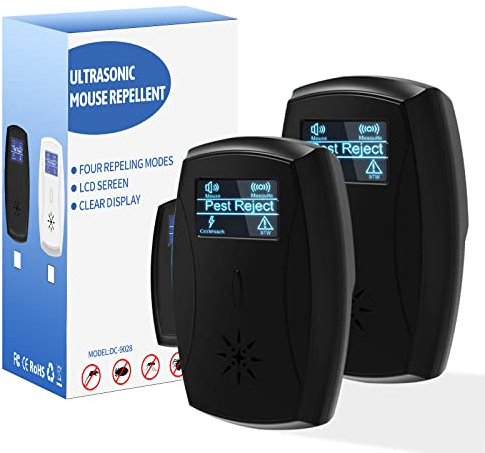 HIYAA Ultrasonic Pest Repeller,4-in-1 Plug in Frequency Conversion Technology Pest Control Electronic Pest Repellent Indoor and Outdoor Efficient Repelling Pest,Safe Human & Pets (2 Pack,Black)