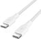 Belkin câble USB-C vers USB-C, Power Delivery 100 W, certification USB-IF 2.0, gaine tressée en nylon, cable USB C charge rapide pour iPhone 16, 15, iPad, MacBook, Galaxy S24, Pixel, etc., 2 m, blanc