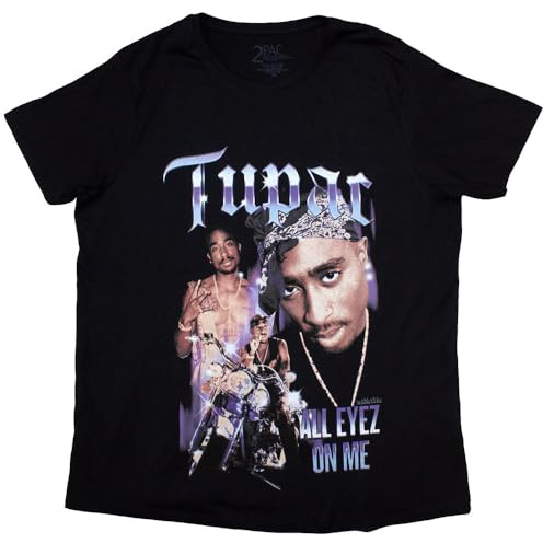 Tupac T Shirt 2PAC All Eyez Blue Homage Logo Official Womens Skinny Fit Black XXL