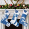 Whaline 3 Stück Weihnachtsstrumpf 45,7 cm großer blauer Hängestrumpf mit Kunstfellmanschette, Schneeflocke, Rentier, Kamin, Geschenkstrumpf für Kinder, Familie, Heimdekoration, Zubehör