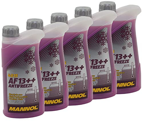 Kühlerfrostschutz MANNOL AF13++ Antifreeze 5 X 1 Liter Fertiggemisch -40°C rot