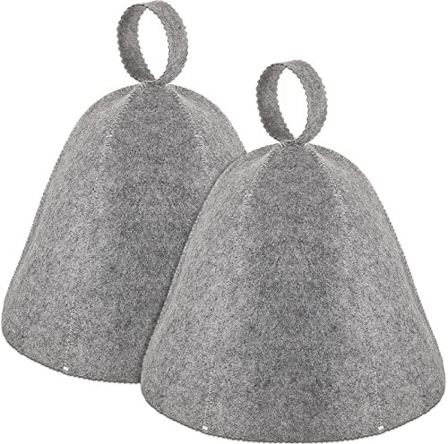 2 Pièces Chapeau Sauna en Feutre, Utilisation pour éviter Mouiller les Cheveux sous la Douche et pour Garder les Cheveux Secs(Gris)