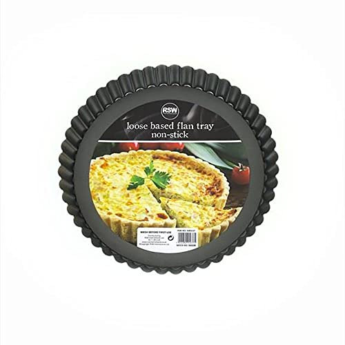 YöL Loose Based Flan Tray Tin Non Stick Carbon Steel Baking Oven 23cm Cooking, Cake Tart Quiche Pie