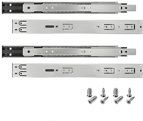 HELPMATE Schubladenschienen push-to-open Vollauszug 400 mm 2 Paar 4er Set Kugelvollauszüge Schubladenauszug Schienensystem Schubladenführung Stahl verzinkt silber inkl. Befestigungsmaterial