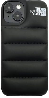 GINZER Puffer Phone Cases Compatible with iPhone 12 mini, Cute Luxury Down Soft Touch Jacket 3D Protective Case, black Shockproof Anti-drop Protective Case with Soft Anti-Scratch Microfiber Lining