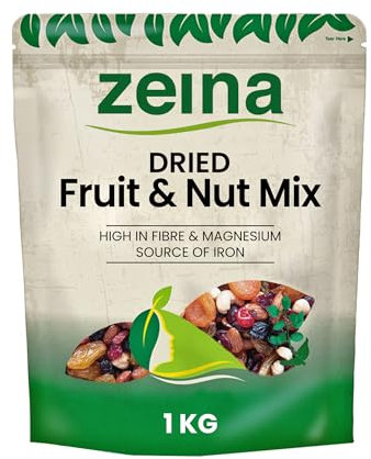 Zeina Succulent Dried Fruit and Nut Mix (1Kg) - Premium Quality Healthy Snacks with Jumbo Flame Raisins, Apricots, Cranberries, Almonds, Cashews and Pistachios, Suitable for Healthy Vegan Diets
