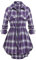 Panegy Robe à carreaux à manches longues pour femme - Taille haute - Longueur midi - Tunique décontractée avec poches - Robe chemise gothique - Ourlet irrégulier - Robe froncée en flanelle, violet, XL