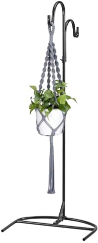 Navaris 2X Crochet de Berger - Crochets Jardin avec Socle Taille réglables - 2 différents Types de Pieds pour Jardin Sol durs Balcon Patio terrasse intérieur extérieur