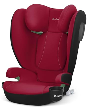 CYBEX Silver Kinder-Autositz Solution B4 i-Fix, Inkl. Getränkehalter, Für Autos mit und ohne ISOFIX, Ab ca. 3 bis 12 Jahre (100 - 150 cm), Ab ca. 15-50 kg, Dynamic Red