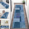 Teppich Läufer Flur Küche rutschfest waschbar Teppichläufer Lang Korridor Tepiche 120X400CM Blau Küchenläufer Bodenmatte Meterware Kücheteppich Schlafzimmer Wohnzimmer Flurmatten Breit 40-120cm