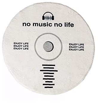 Wokii schwarzer CD-Teppich, rutschfest, runde Deko für Wohnzimmer | Waschbarer Polyester-CD-Teppich, weich. Blickfang für Wohn- & Schlafzimmer, perfekt für Musik-Fans. Pflegeleicht.