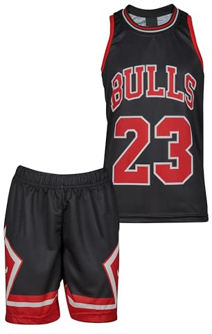 Amdrabola Basketball Kinder Trikot Bausatz, Schwarz, Komm mit Shorts Basketballfans (134,Schwarz)