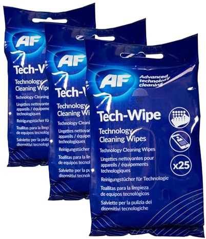 AF Tech Wipes - 25 Pre Moistened Screen, Phone & Technology Cleaning Wipes MTW025P (Pack of 3)
