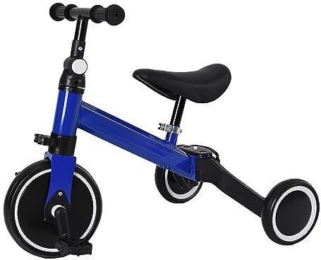MAYMAR Homewell Baby-Dreirad, skalierbar, Kinderkraft Fahrrad, Dreirad, 2-in-1, mit Laufrad und Fahrfunktion, Geschenk für Babys 1 – 5 Jahre ohne Bremsen (04, blau)
