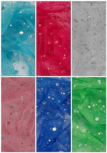 Stoff-Kollektion - Tüll Stoff mit Pailletten Meterware aus Polyester - Tüllstoff Glänzend & Doppelseitig 150cm breit – Ideal zum Nähen von Kostümen, für Tütü, als Dekostoff etc. - Pink