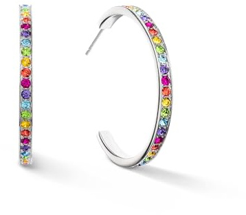 Ohrringe Creole 35 Edelstahl & Kristalle silber multicolor