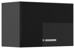 Vicco Hängeschrank R-Line, hängender Küchenschrank, Schwarz Hochglanz/Anthrazit, 60 cm Flach