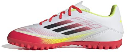 adidas F50 Club Football Boots Turf, Scarpe da Calcio Unisex-Adulto, Ftwr White/Core Black/Solar Yellow, 42 2/3 EU