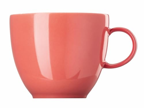 Thomas Sunny Day Soft Red Kaffee-Obertasse - Kaffeetasse Porzellan, Cappuccino Tasse aus Porzellan, Porzellanbecher, Kaffeebecher für Spülmaschine und Mikrowelle, Ø 8,0 cm, Höhe 6,8 cm, 0,2 l, rot