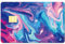 CREATCABIN Karten-Skin-Aufkleber,Wellen-Debit-Kreditkarten-Skins,Blau-Violette Marmorierung,Personalisierbare Bankkarten-Schutzaufkleber,Wasserfest,Schmal,Für EBT-Transport-Schlüsselkarte,186x137mm
