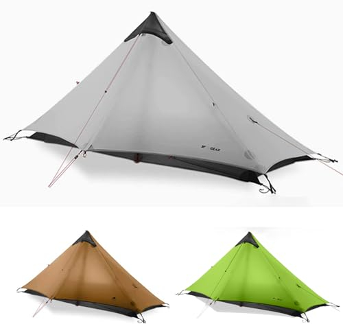 ROOMEDAL 3F UL Gear Lanshan Ultraleichtes Zelt, wasserdicht, professionelles Wanderzelt, 1 Personen-Zelte für Camping, 4 Jahreszeiten, Rucksackreisen, Zelt (Grau-1 Personen, 4 Jahreszeiten)