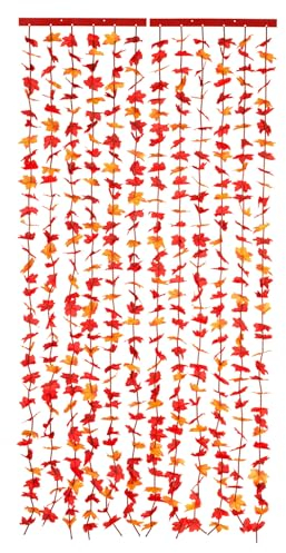 Maximex Blättervorhang Indian Summer, Türvorhang ohne Bohren, Insektenschutz aus Polyester, 90 x 190 cm, Orange