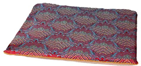 Generisch Meerwasser-Seidenbrokat-Stuhl-Sitzkissen mit Bändern, Sessel, Sofa, Esszimmer, chinesische Stühle, Polster, Rutschfester Reißverschluss (ca. 41,9 x 35,6 x 3 cm, rot)