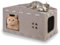 yuyuepetzone Katzenhöhle Filz, Katzenhaus Indoor Drinnen 2 Etagen Katzenbett Katzenburg Abnehmbares Katzentonne Versteck Schlafen, Spielen Verstecken für 2 Katzen bis 10 kg 52 x 32 x 29cm, Beige