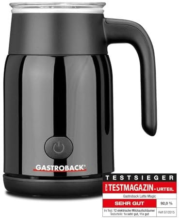 Gastroback Latte Magic Milk Frother, 500W, Non-Sticking, Quiet, Hot or Cold, Easy to Use, Quick & Efficient - 62325, White