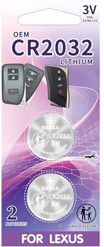 2 Pack CR2032 Remote Key Fob Battery Replacement for Lexus (2013-2021) ES300 ES350 GS350 GS450H IS300 IS350 LX570 NX200 NX200T RC300 RC200 RCF RX350 RX50H H Smart keys (H) YQ14FBB