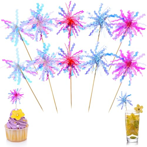 Xinjoduz 10 Stück Cocktail Deko Cocktail Party Zubehör Tortendeko Feuerwerk Kuchen Deko Für Torte Cocktail Glitzer Deko Feuerwerk Sticks Party Cocktail Deko Cocktailspieße Holz Für Torten Deko