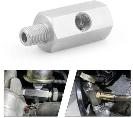 Stainless Steel Side Holes Oil Pressure Sensor Connector 1/8NPT Female To M12 M10 M14 Feed Line Gauge Tee Adapter AUOQKQUT(M10x1.5)