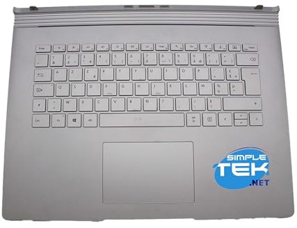 SIMPLETEK - Teclado compatible con Surface Book 2 15 pulgadas Layout AZERTY Francés Gris (Reacondicionado)