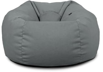 rucomfy Beanbags Large Adults Bean Bag Chair with Filling Included - Machine Washable Durable Big Bean Bag for Adults - Comfortable Home & Living Room Beanbag Seat for All Ages (Grey, Beanbag Only)