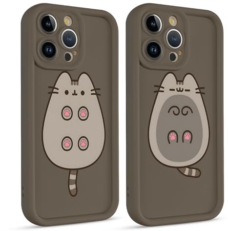 2 Stück Handyhülle für Apple iPhone 15 PRO 6.1, Anime Cartoon Cute Katze Pusheen Cat Manga Muster mit Weich TPU Silikon Schutzhülle Kawaii Case Stoßfest Kratzfest Bumper Cover, Pfote