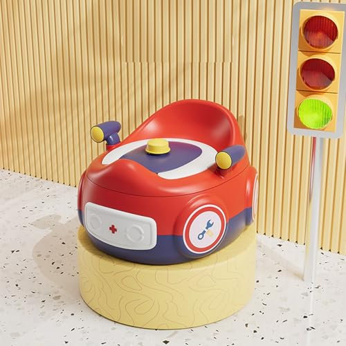 Toilet Trainer with Lid, Toddler Potty Chair with Soft Seat, Removable Toilet Dispenser and Splash Guard, Non-Slip Potty Toilet for Toddler Baby Kids Non-Slip for Toddler& Baby & Kids (Red)