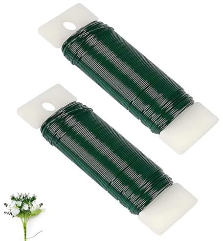 Filo di Ferro per Fioristi su Bobina, Set da 2 Filo di Ferro Verde 0,7 mm, Filo Modellabile per Fiori, Filo Sottile e Versatile, Ideale per Fissaggio Piante, Lavori Manuali e Decorazioni