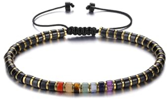 PiercingJak Chakra Armband Obsidian Echte Steine Heilsteine Armbänder für Herren Damen Perlenarmband Kristall Edelstein Glücksarmband Healing Reiki Energietherapie Schmuck Spirituelle Geschenke