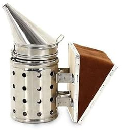4BEE Smoker Klein Rostfrei aus Edelstahl mit Lederblasebalg – Handlicher Imker Rauchapparat für Bienenstockarbeiten – Robust und Langlebig