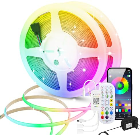 COB LED Streifen RGB 12V COB dimmbar, 576 LEDs/m LED Band mit 24 touches IR Bluetooth musique RGB Contrôleur für Schlafzimmer Küche Home Innendekoration.