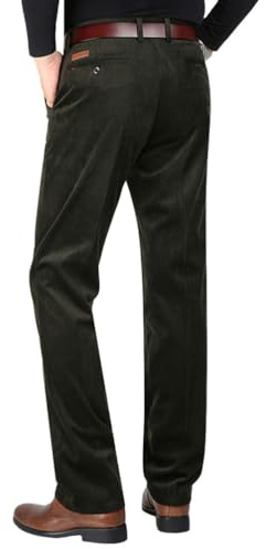 Oanviso Homme Pantalon en Velours Chino Pantalons avec Poches Hiver Chaud Vintage Baggy Doux Élastique Business Jambe Large Pants de Costume Coupe Droite A Armée Verte 3XL