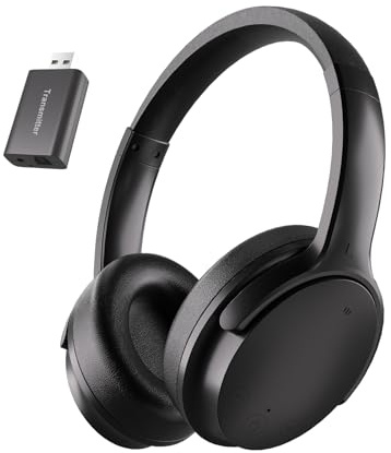 Skyaudio Wireless TV Headphones for Seniors, Over Ear Headphones with USB Dongle Plug & Play, No Lip Sync Delay, 20+ Hour Battery, Louder Clear Sound for Night TV Watching Without Disturbing Others