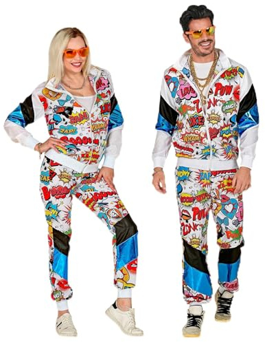 TrendandStylez Jogginganzug 80er 90er Jahre Kostüm – Trainingsanzug in 25 schrillen Designs wie Comic, Leo & Neon für Damen & Herren, für Karneval, Fasching & Mottoparty