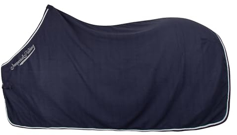Imperial Riding Fleecedecke IRH Classic, Pferde Fleece- und Abschwitzdecke, Decke mit großem Kragen, abnehmbaren Kreuzgurten, Schweifkordel und Logo, Navy, 45