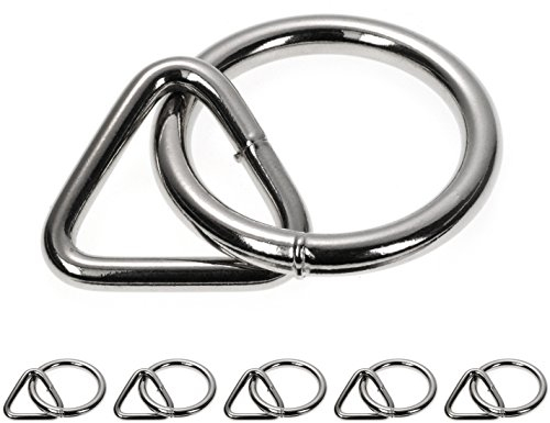O - Ring mit Triangel, Stahl-Ring/Dreieck, Stärke 5mm, nichtrostend, Ideal mit Paracord 550, geschweißt, Farbe chrom silber glanz, Marke Ganzoo