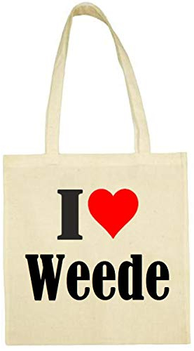 Reifen-Markt Tasche I Love Weede Größe 38x42 Farbe Natur Druck Schwarz