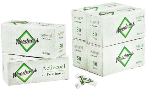 Weedness Aktivkohlefilter-Slim 300 Stück 7 mm Teer- & Nikotin-Filter - Zigarettenfilter Joint Kohlefilter Active Tip Eindrehfilter Filter Tips