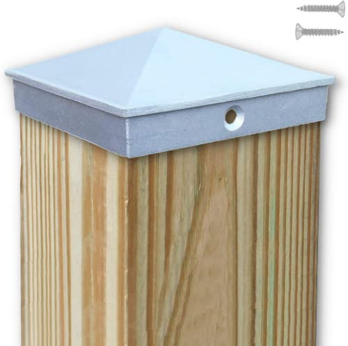 10,2 x 10,2 cm Zaunpfostenkappe (8,9 cm), Einzelpackung, dekorativ, unlackiertes Aluminium – Briefkasten, Lampenpfosten, Holzdeck, Dock, Pillingkappen für Holzpfosten von WeatherPRO Post Caps